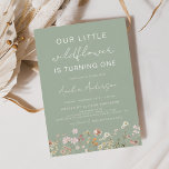 Wildflower Boho Chic First Birthday Sage Green Invitation<br><div class="desc">Elevate your event with our exquisite Wildflower Boho Chic First Birthday Invitation, now available for purchase. This enchanting invitation captures the essence of celebration with its light tones and whimsical wildflower design. Crafted to perfection, it promises to set the tone for a memorable event. The intricate details and boho-chic flair...</div>