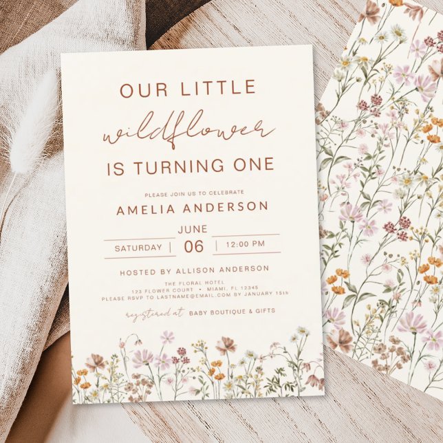 Wildflower Boho Chic First Birthday Terracotta Invitation (Creator Uploaded)