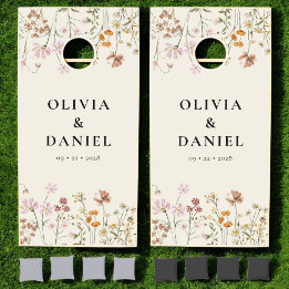 Wildflower Boho Chic Garden Bloom Wedding  Cornhole Set