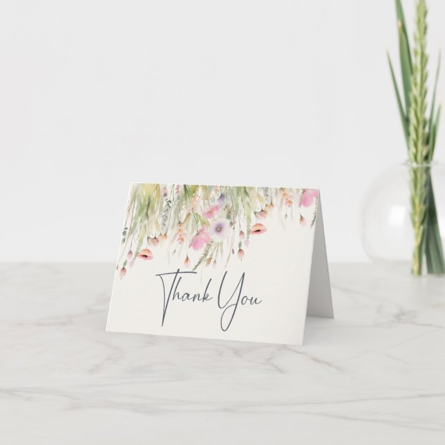Wildflower Boho Chic | Garden Greenery Thank You  Card (Front)