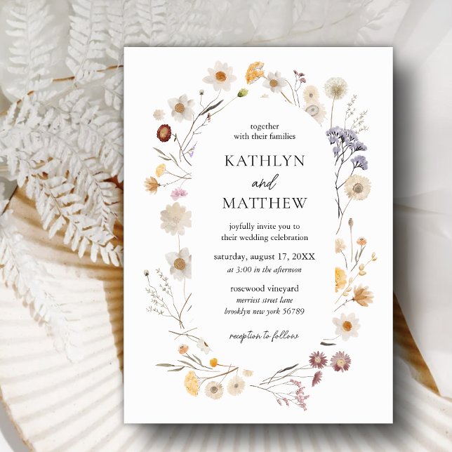 Wildflower Boho Chic Modern Floral Wedding Invitation (Creator Uploaded)