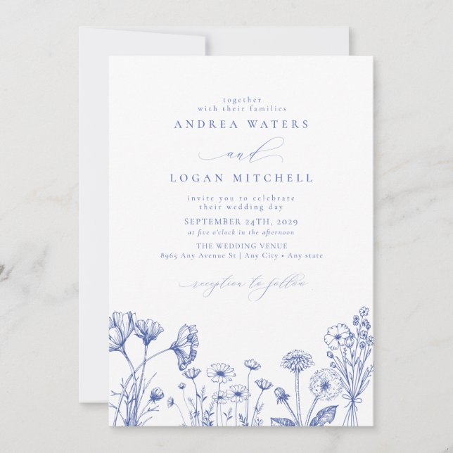 Wildflower Boho Chic Wedding Invitation (Front)