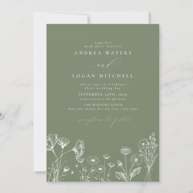 Wildflower Boho Chic Wedding Invitations (Front)