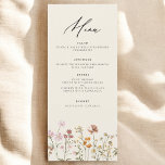 Wildflower Boho Elegant Wedding Reception Menu<br><div class="desc">The Wildflower Boho Elegant Wedding Reception Menu offers a refined yet nature-inspired design, perfect for couples seeking a romantic, bohemian ambiance for their wedding celebration. Featuring delicate wildflower illustrations in soft, earthy tones, this menu adds a touch of elegance to any table setting. The customizable layout provides space to highlight...</div>