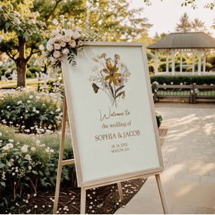  Wildflower Boho Fall  Wedding Welcome Poster