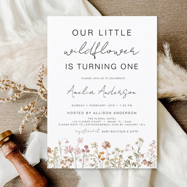 Wildflower Boho First 1st Birthday Garden Invitation (Creator Uploaded)