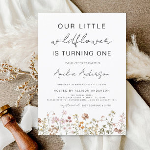 Wildflower Boho First 1st Birthday Garden Invitation