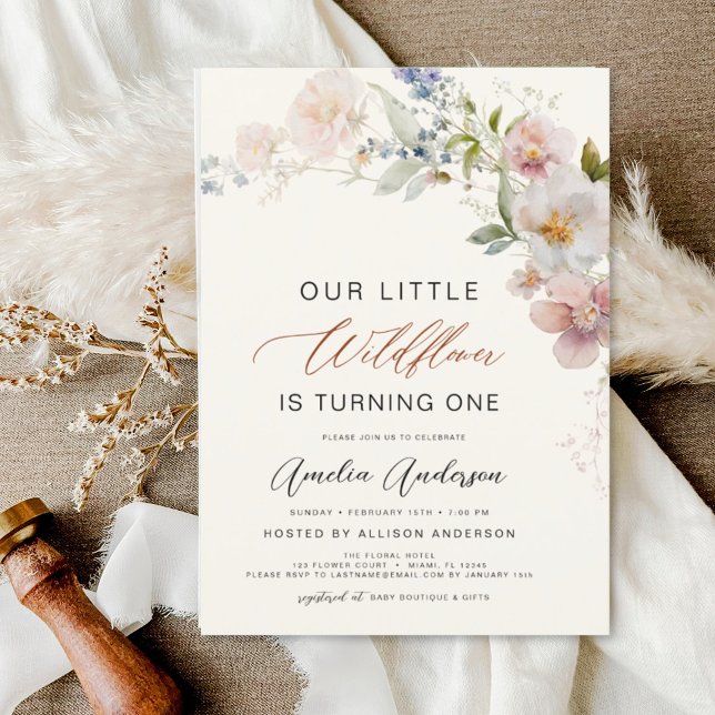 Wildflower Boho First 1st Birthday Garden Invitation (Creator Uploaded)