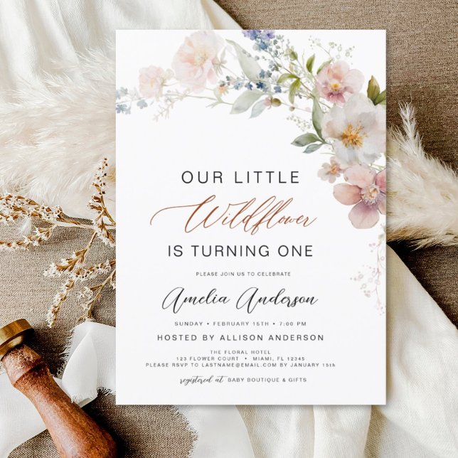 Wildflower Boho First 1st Birthday Invitation (Creator Uploaded)