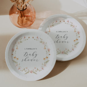 Wildflower Boho Floral Baby Shower Paper Plate