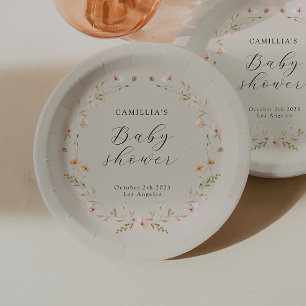 Wildflower Boho Floral Baby Shower  Paper Plate