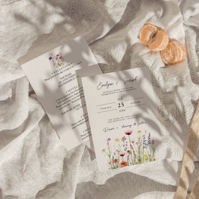 Wildflower Boho Floral Garden All In One Wedding Invitation (Creator Uploaded)