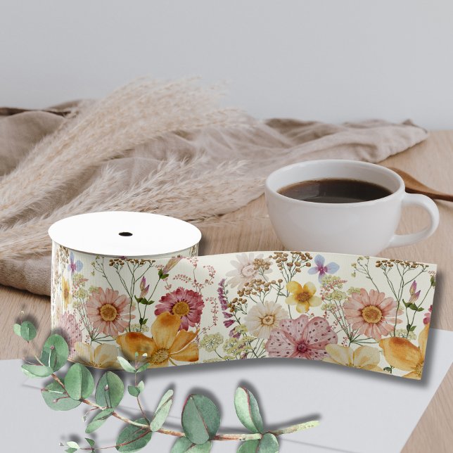 Wildflower boho floral ribbon grosgrain ribbon (Creator Uploaded)
