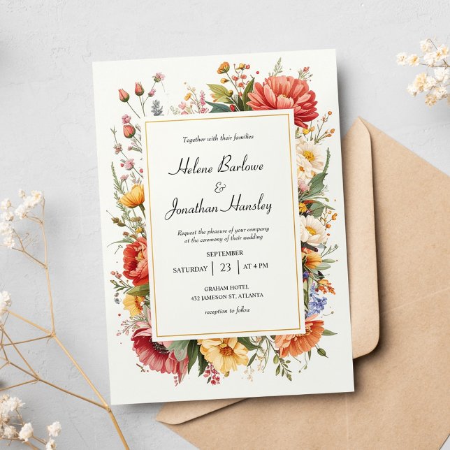 Wildflower Boho Floral Vintage Elegant Wedding Invitation (Wildflower Boho Floral Vintage Elegant Wedding Invitation)