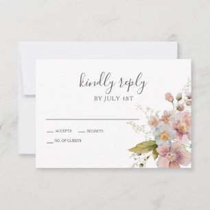 Wildflower Boho garden Floral Wedding RSVP Card