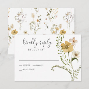 Wildflower Boho garden Floral Wedding RSVP Card