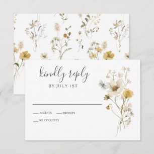 Wildflower Boho garden Floral Wedding RSVP Card