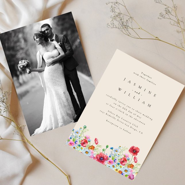 Wildflower Boho Garden Photo Wedding Invitation (Creator Uploaded)