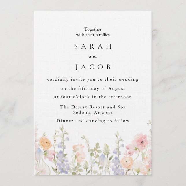 Wildflower Boho Garden Wedding Invitation (Front)