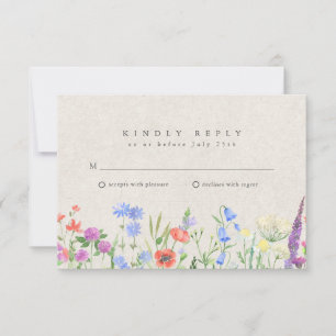 Wildflower Boho Garden Wedding RSVP  Card