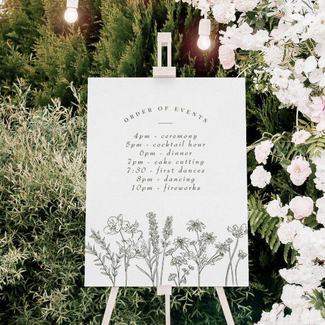 Wildflower Boho Green Wedding Schedule of Events Poster (Creator Uploaded)