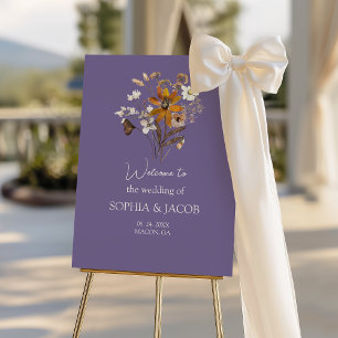 Wildflower Boho Lavender Wedding Welcome Sign