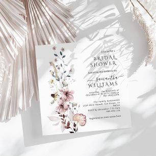 Wildflower boho minimalist modern Bridal Shower Invitation