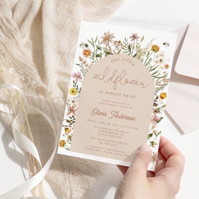 Wildflower Boho Modern Baby Shower Invitation (Creator Uploaded)