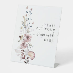 Wildflower boho  modern Bridal Shower recipe  Pedestal Sign