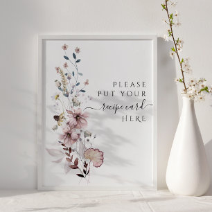 Wildflower boho modern Bridal Shower recipe Poster