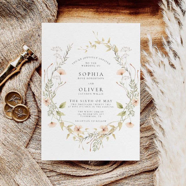 Wildflower Boho Modern Elegant Wedding Invitation (Creator Uploaded)