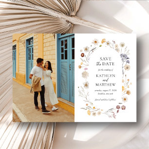 Wildflower Boho Modern Whimsical Save The Date Magnetic Invitation