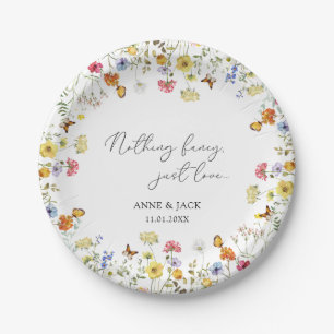 Wildflower Boho Nothing Fancy Just Love Paper Plate