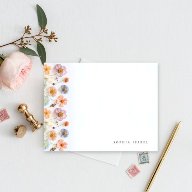 Wildflower Boho Personalized Stationery Note Card (Creator Uploaded)