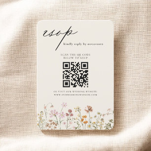 Wildflower Boho QR Code Wedding RSVP Invitation