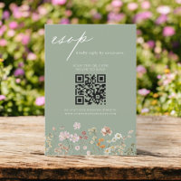 Wildflower Boho QR Code Wedding RSVP
