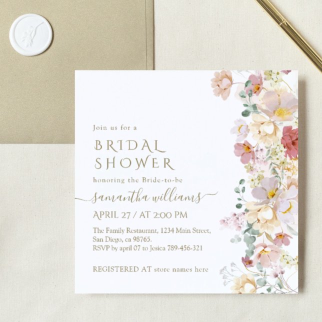 Wildflower Boho Spring Rustic florat Bridal Shower Invitation (Creator Uploaded)
