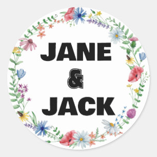 Wildflower Boho Water Colour Classic Round Sticker