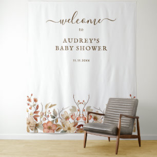 Wildflower Boho Watercolor Welcome Sign Backdrop Tapestry