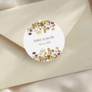  Wildflower Boho Wedding  Classic Round Sticker