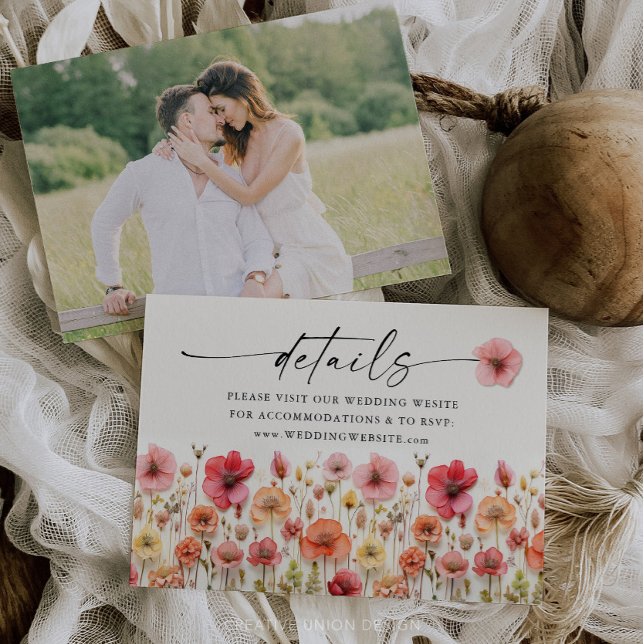 Wildflower Boho Wedding Detail Website Insert Card (Wedding Details Card Wildflowers)