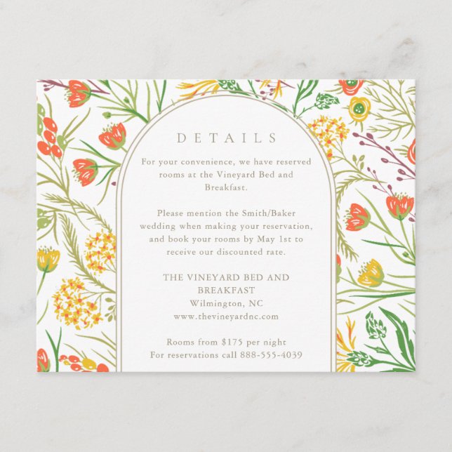 Wildflower Boho Wedding Details Enclosure Card (Front)