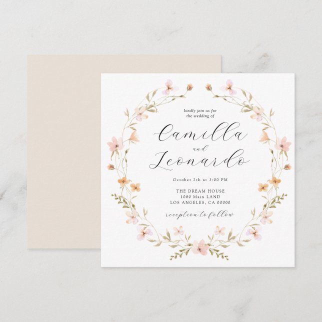Wildflower Boho Wedding Invitation (Front/Back)