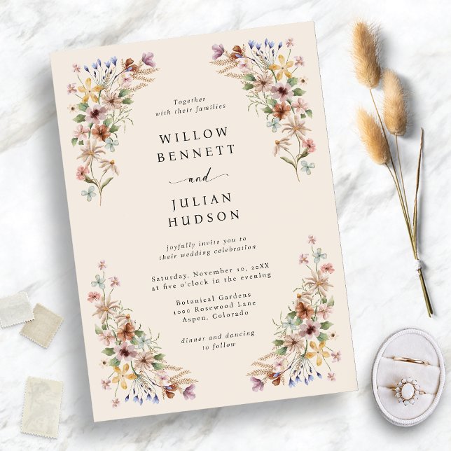 Wildflower Boho Wedding Invitation (Wildflower Boho Wedding Invitation
)