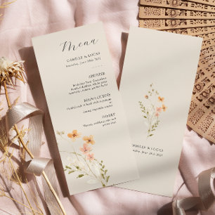Wildflower Boho Wedding Menu