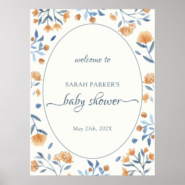 Wildflower Boho Welcome Sign Baby Shower  (Front)
