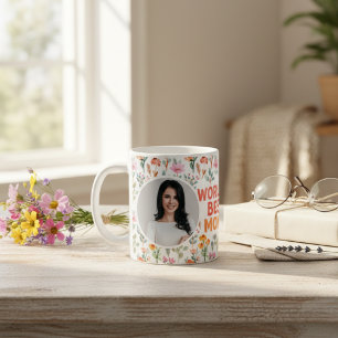 Wildflower Boho World's Best Mom Photo Mother's Da Coffee Mug