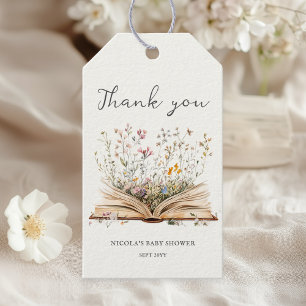 Wildflower Book Theme Baby Shower Favor Tags