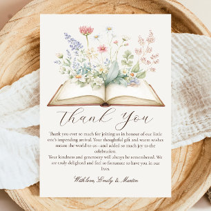 Wildflower Book Theme Baby Shower Thank You Card