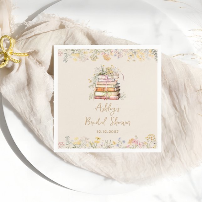 Wildflower Book Theme Bridal Shower Napkin (Creator Uploaded)